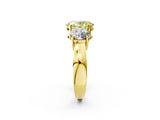 Yellow gold Three-Stone Fancy Yellow Oval Cut Diamond Ring with Round Side Stones, Classic Band, and Four-Prong Setting_14