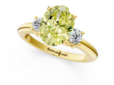 Yellow gold Three-Stone Fancy Yellow Oval  Cut Diamond Solitaire with Prong Setting and Classic Band_60