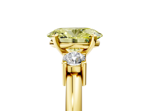 Yellow gold Three-Stone Fancy Yellow Oval  Cut Diamond Solitaire with Prong Setting and Classic Band_64