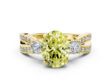 Yellow gold Three-Stone Fancy Yellow Oval  Cut Diamond Twist Band with Prong Setting_34
