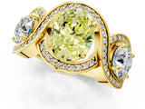 Yellow gold Three-Stone Fancy Yellow Oval Cut Diamond Wave Pave Band with Prong Setting_1