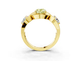 Yellow gold Three-Stone Fancy Yellow Oval Cut Diamond Wave Pave Band with Prong Setting_3
