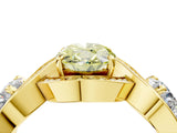 Yellow gold Three-Stone Fancy Yellow Oval Cut Diamond Wave Pave Band with Prong Setting_4