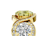 Yellow gold Three-Stone Fancy Yellow Oval Cut Diamond Wave Pave Band with Prong Setting_5