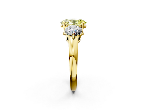Yellow gold Three-Stone Fancy Yellow Oval  Cut Solitaire Ring with Prong Setting on a Classic Band_41