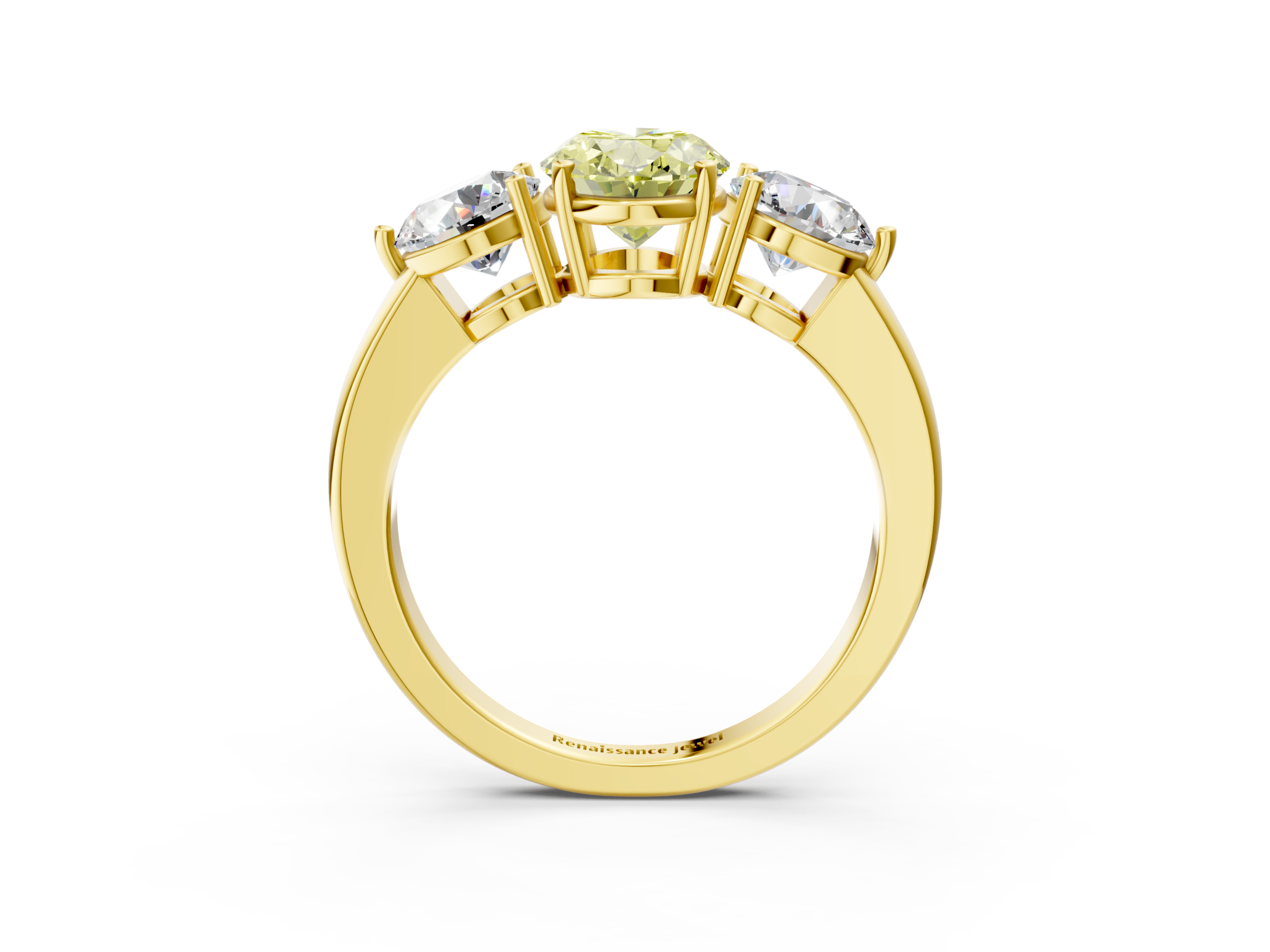 Yellow gold Three-Stone Fancy Yellow Oval  Cut Solitaire Ring with Prong Setting on a Classic Band_42