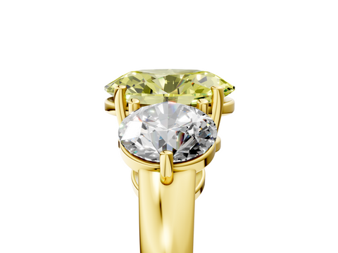Yellow gold Three-Stone Fancy Yellow Oval  Cut Solitaire Ring with Prong Setting on a Classic Band_44