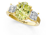 Yellow gold Three-Stone Fancy Yellow Oval  Cut Solitaire Ring with Prong Setting_4