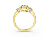 Yellow gold Three-Stone Fancy Yellow Oval  Cut Solitaire Ring with Prong Setting_6