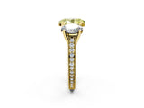 Yellow gold Three-Stone Fancy Yellow Oval  Diamond Milgrain Pave Band with Prong Setting 3