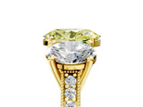 Yellow gold Three-Stone Fancy Yellow Oval  Diamond Milgrain Pave Band with Prong Setting