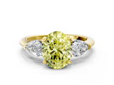 Yellow gold Three-Stone Fancy Yellow Oval  Diamond Ring with Pear Side Stones in Four-Prong Setting_71