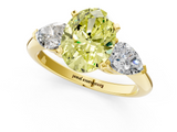 Yellow gold Three-Stone Fancy Yellow Oval  Diamond Ring with Pear Side Stones in Four-Prong Setting_72