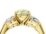 Yellow gold Three-Stone Fancy Yellow Oval  Diamond Ring with Pear Side Stones in Four-Prong Setting_75