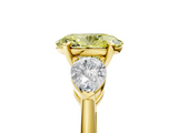Yellow gold Three-Stone Fancy Yellow Oval  Diamond Ring with Pear Side Stones in Four-Prong Setting_76