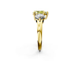 Yellow gold Three-Stone Fancy Yellow Pear  Brilliant Cut Solitaire Ring with Prong Setting on a Classic Band 2