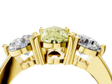 Yellow gold Three-Stone Fancy Yellow Pear  Brilliant Cut Solitaire Ring with Prong Setting on a Classic Band 4