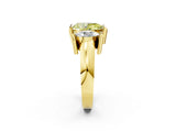 Yellow gold Three Stone Fancy Yellow Pear Cut Cut Channel Set Diamond Ring_2