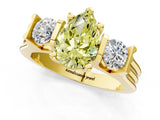 Yellow gold Three-Stone Fancy Yellow Pear Cut Cut Classic Band Prong Setting Ring_1
