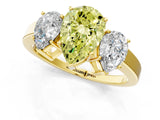 Yellow gold Three-Stone Fancy Yellow Pear Cut Cut Diamond Engagement Ring with Flat Band and Four-Prong Setting_13