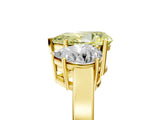 Yellow gold Three-Stone Fancy Yellow Pear Cut Cut Diamond Engagement Ring with Flat Band and Four-Prong Setting_5