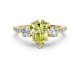 Yellow gold Three-Stone Fancy Yellow Pear Cut Cut Diamond Pavé Band with Prong Setting_15
