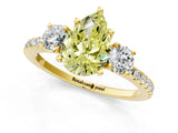 Yellow gold Three-Stone Fancy Yellow Pear Cut Cut Diamond Pavé Band with Prong Setting_16