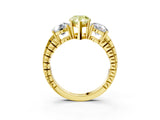 Yellow gold Three-Stone Fancy Yellow Pear Cut Cut Diamond Ring with Channel-Set Band and Prong Setting_3