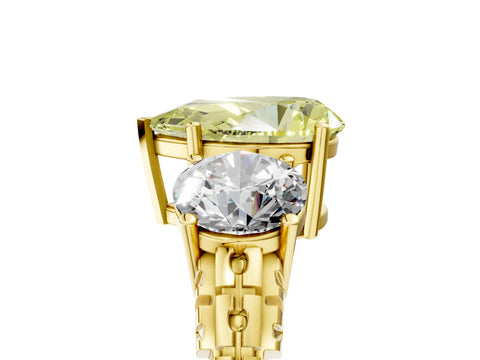 Yellow gold Three-Stone Fancy Yellow Pear Cut Cut Diamond Ring with Channel-Set Band and Prong Setting_5
