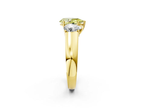 Yellow gold Three-Stone Fancy Yellow Pear Cut Cut Diamond Ring with Prong Setting and Classic Band_2
