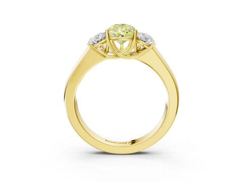 Yellow gold Three-Stone Fancy Yellow Pear Cut Cut Diamond Ring with Prong Setting and Classic Band_3