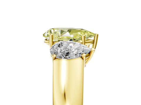 Yellow gold Three-Stone Fancy Yellow Pear Cut Cut Diamond Ring with Prong Setting and Classic Band_5