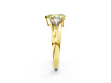 Yellow gold Three-Stone Fancy Yellow Pear Cut Cut Diamond Ring with Trillion Side Stones on a Split Shank Band_2