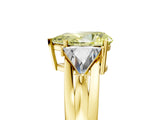 Yellow gold Three-Stone Fancy Yellow Pear Cut Cut Diamond Ring with Trillion Side Stones on a Split Shank Band_5