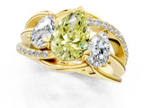 Yellow gold Three-Stone Fancy Yellow Pear Cut Cut Diamond Split Shank Prong Set Ring_1