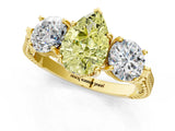 Yellow gold Three-Stone Fancy Yellow Pear Cut Cut Milgrain Band Prong Setting Ring_1