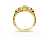 Yellow gold Three-Stone Fancy Yellow Pear Cut Cut Milgrain Band Prong Setting Ring_3