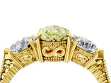 Yellow gold Three-Stone Fancy Yellow Pear Cut Cut Milgrain Band Prong Setting Ring_4