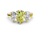 Yellow gold Three-Stone Fancy Yellow Pear Cut Cut Solitaire Ring with Classic Prong Setting