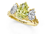 Yellow gold Three-Stone Fancy Yellow Pear Cut Diamond Braided Band Ring with Four-Prong Setting_41