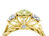 Yellow gold Three-Stone Fancy Yellow Pear Cut Diamond Braided Band Ring with Four-Prong Setting_44