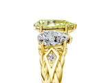 Yellow gold Three-Stone Fancy Yellow Pear Cut Diamond Braided Band Ring with Four-Prong Setting_45