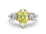 Yellow gold Three-Stone Fancy Yellow Pear Cut Diamond Channel Set Engagement Ring with Prong Setting_12