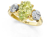 Yellow gold Three-Stone Fancy Yellow Pear Cut Diamond Channel Set Engagement Ring with Prong Setting_13