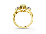 Yellow gold Three-Stone Fancy Yellow Pear Cut Diamond Channel Set Engagement Ring with Prong Setting_15