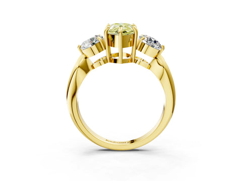 Yellow gold Three-Stone Fancy Yellow Pear Cut Diamond Channel Set Engagement Ring with Prong Setting_15