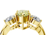 Yellow gold Three-Stone Fancy Yellow Pear Cut Diamond Channel Set Engagement Ring with Prong Setting_16