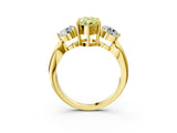 Yellow gold Three-Stone Fancy Yellow Pear Cut Diamond Channel Set Engagement Ring with Prong Setting_3