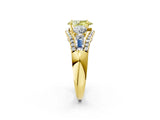 Yellow gold Three-Stone Fancy Yellow Pear Cut Diamond Engagement Ring with Pave Band and Prong Setting_2