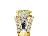 Yellow gold Three-Stone Fancy Yellow Pear Cut Diamond Engagement Ring with Pave Band and Prong Setting_5